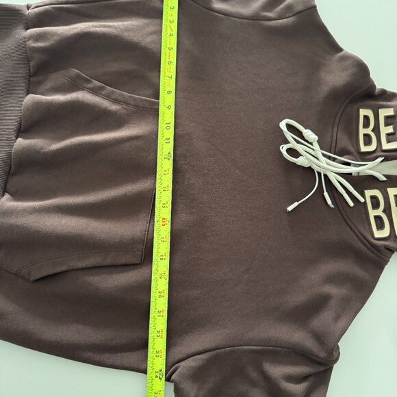 Women Loose Drop Shoulder Drawstring Hoodie Sweatshirt Brown, Size M/38 - Picture 12 of 17